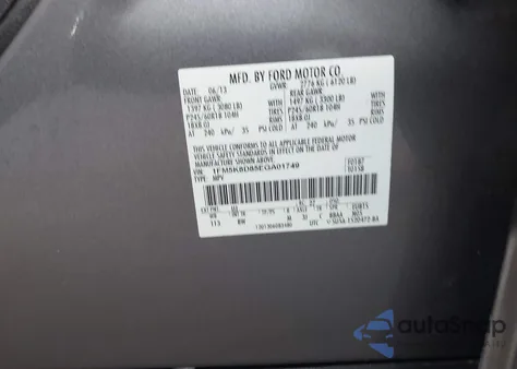 2014 Ford Explorer Xlt from USA, damaged, VIN 1FM5K8D85EGA01749